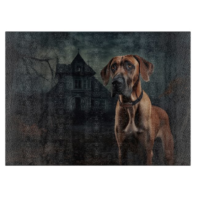 Rhodesian Ridgeback Halloween Beängstigend Schneidebrett (Vorderseite)