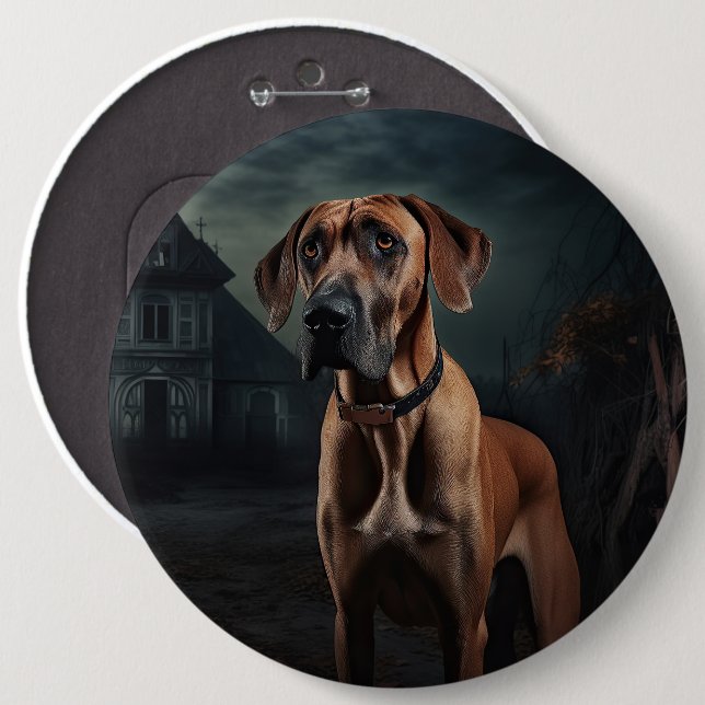 Rhodesian Ridgeback Halloween Gruselig Button (Vorne & Hinten)