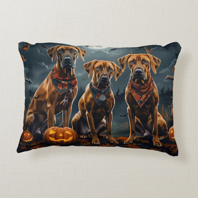Rhodesian Ridgeback Halloween Spooky Dekokissen (Rückseite)