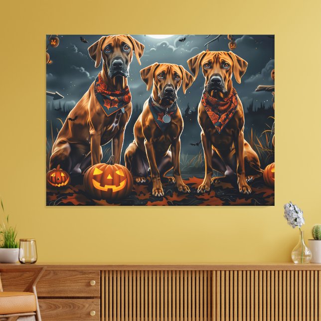 Rhodesian Ridgeback Halloween Spooky Leinwanddruck (Insitu (Wohnzimmer))