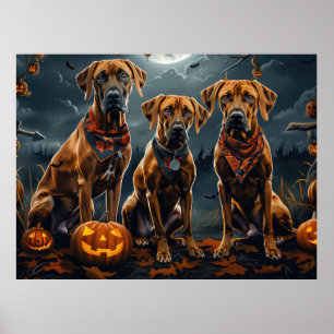 Rhodesian Ridgeback Halloween Spooky Poster