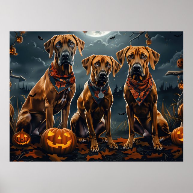 Rhodesian Ridgeback Halloween Spooky Poster (Vorne)