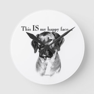 Rhodesian Ridgeback Happy Face Runde Wanduhr