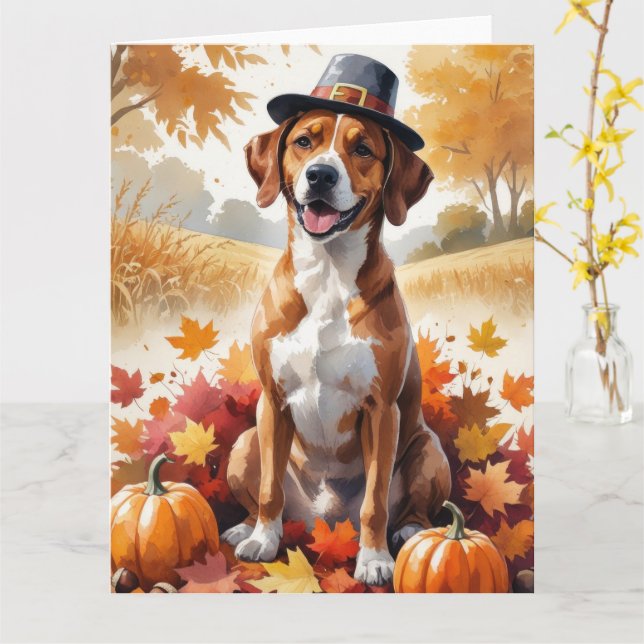 Rhodesian Ridgeback Herbst Erntedank Art Karte (Gelbe Blume)