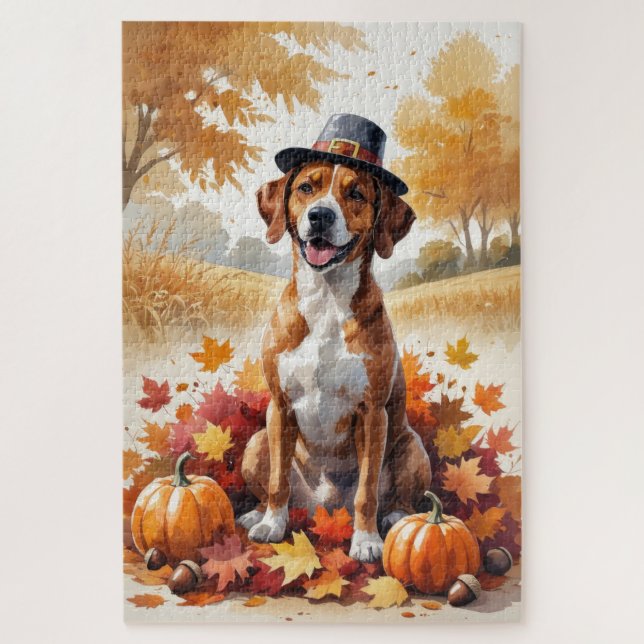 Rhodesian Ridgeback Herbst Erntedank Art Puzzle (Vertikal)