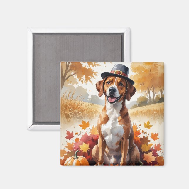 Rhodesian Ridgeback Herbstblätter Thanksgiving Kun Magnet (Vorderseite/Rückseite)
