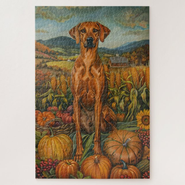 Rhodesian Ridgeback Herbsternte Erntedank Puzzle (Vertikal)