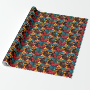 Rhodesian Ridgeback Herz Rosen Valentinstag Geschenkpapier