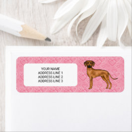 Rhodesian Ridgeback Hund auf rosa Herzen mit Text