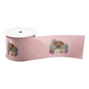 Rhodesian Ridgeback Hund Bunte Wildblumen Rosa Satinband