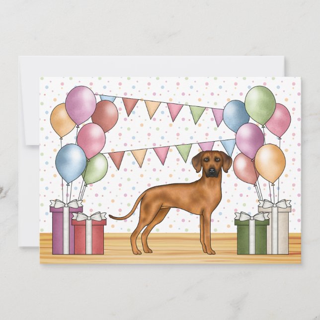 Rhodesian Ridgeback Hund farbenfrohe Pastel Geburt Einladung (Vorderseite)