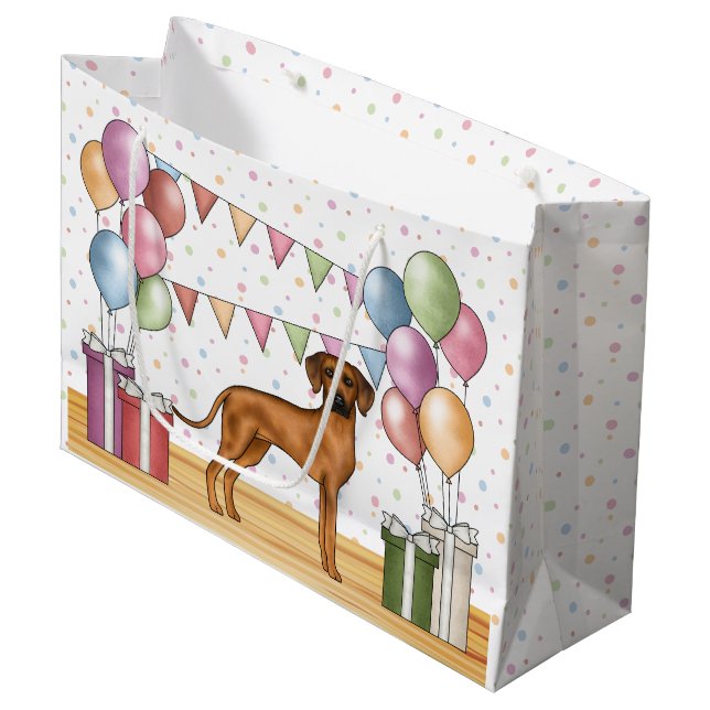 Rhodesian Ridgeback Hund farbenfrohe Pastel Geburt Große Geschenktüte (Vorderseite Schrägansicht)
