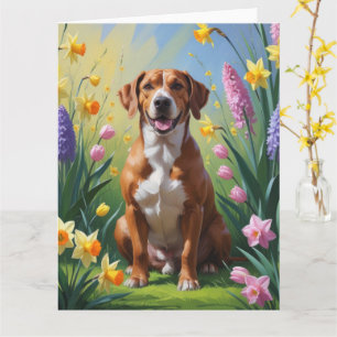 Rhodesian Ridgeback Hund Frühlingsblumen Malerei Karte