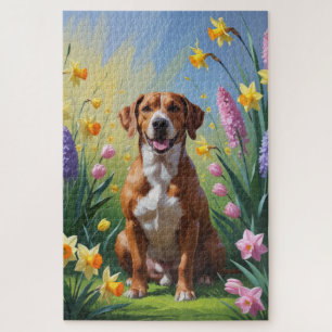 Rhodesian Ridgeback Hund Frühlingsblumen Malerei Puzzle