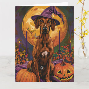 Rhodesian Ridgeback Hund Halloween Hexe Kürbis Karte