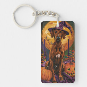 Rhodesian Ridgeback Hund Halloween Hexe Kürbis Schlüsselanhänger