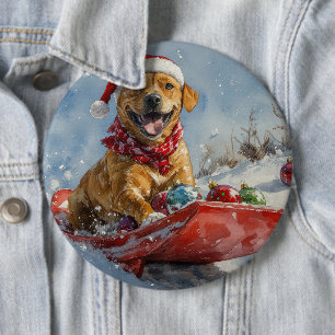 Rhodesian Ridgeback Hund im Schlitten Weihnachten Button