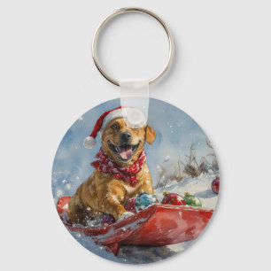Rhodesian Ridgeback Hund im Schlitten Weihnachten Schlüsselanhänger