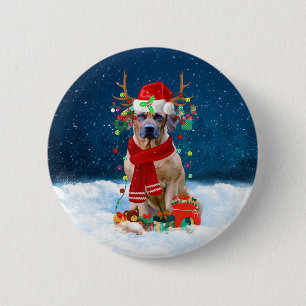 Rhodesian Ridgeback Hund in Schnee Weihnachtsgesch Button