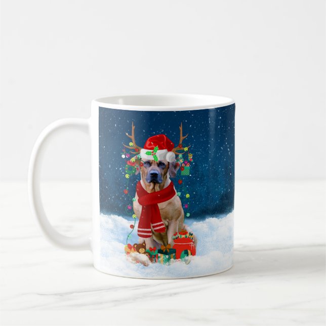 Rhodesian Ridgeback Hund in Schnee Weihnachtsgesch Kaffeetasse (Links)