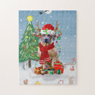 Rhodesian Ridgeback Hund in Schnee Weihnachtsgesch Puzzle