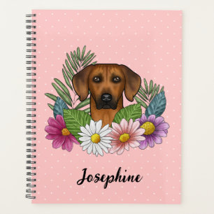 Rhodesian Ridgeback Hund Kopf Farbige Blumenrosa Planer