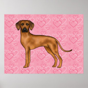 Rhodesian Ridgeback Hund Liebe Herz Muster Rosa Poster