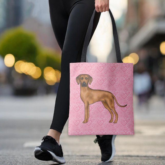 Rhodesian Ridgeback Hund Liebe Herzmuster Rosa (Please note: This image is a digital mockup. The product may not be in scale.)