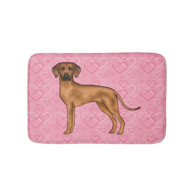 Rhodesian Ridgeback Hund Liebe Herzmuster Rosa Badematte (Vorderseite)