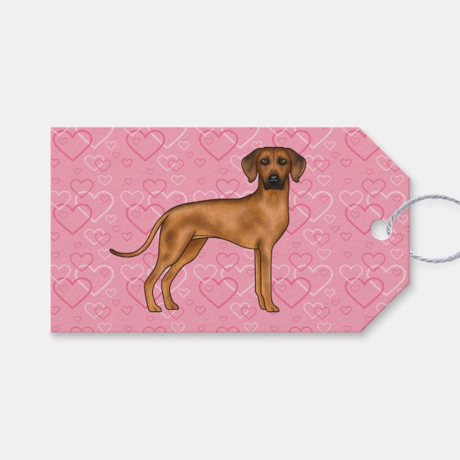 Rhodesian Ridgeback Hund Liebe Herzmuster Rosa Geschenkanhänger (Vorderseite (Horizontal))