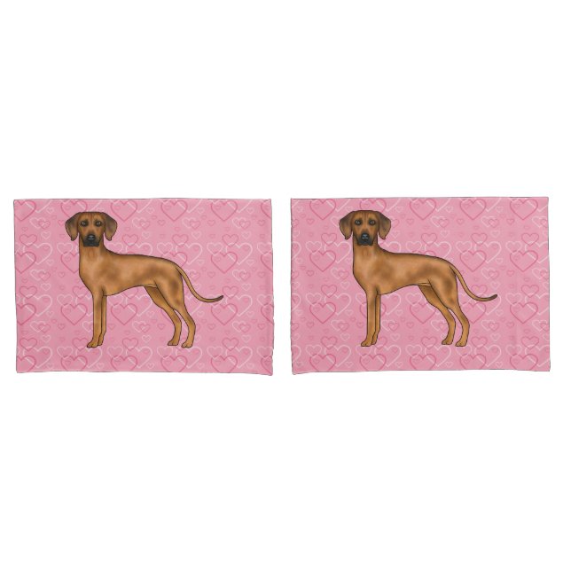 Rhodesian Ridgeback Hund Liebe Herzmuster Rosa Kissenbezug (Vorderseite-Set)