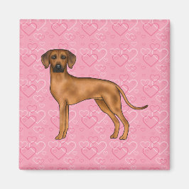 Rhodesian Ridgeback Hund Liebe Herzmuster Rosa Magnet