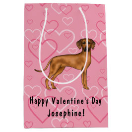 Rhodesian Ridgeback Hund Liebe Herzmuster Rosa Mittlere Geschenktüte