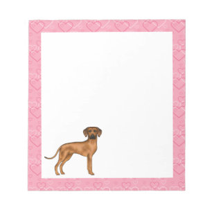 Rhodesian Ridgeback Hund Liebe Herzmuster Rosa Notizblock