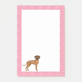 Rhodesian Ridgeback Hund Liebe Herzmuster Rosa Post-it Klebezettel