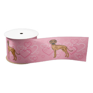 Rhodesian Ridgeback Hund Liebe Herzmuster Rosa Satinband