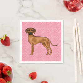 Rhodesian Ridgeback Hund Liebe Herzmuster Rosa Serviette