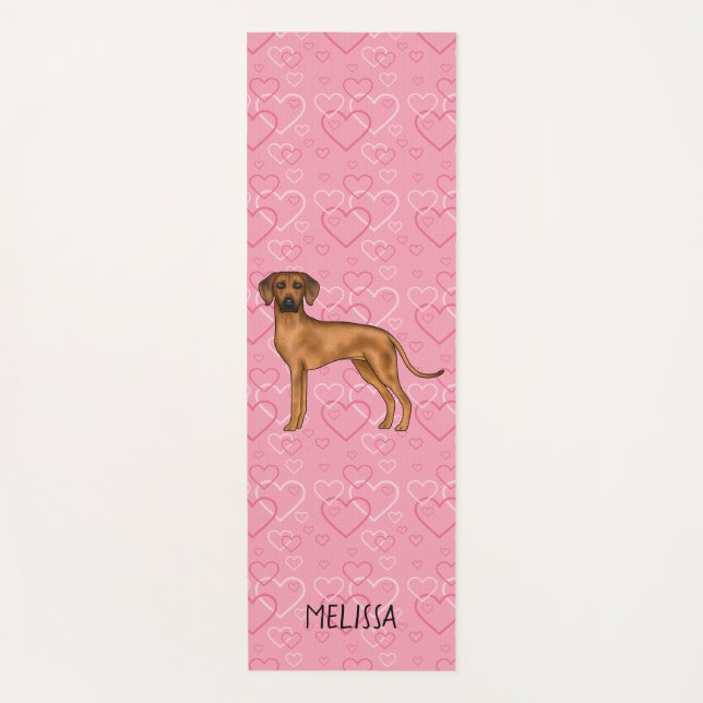 Rhodesian Ridgeback Hund Liebe Herzmuster Rosa Yogamatte (Vorderseite)