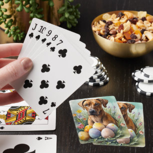 Rhodesian Ridgeback Hund mit Ostereiern Feiertag Spielkarten