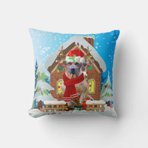 Rhodesian Ridgeback Hund mit Weihnachtsgeschenken Kissen
