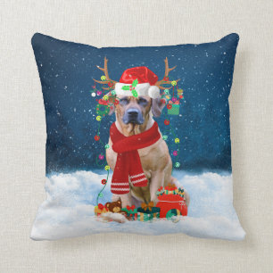 Rhodesian Ridgeback Hund mit Weihnachtsgeschenken Kissen