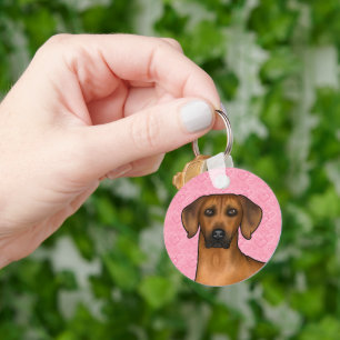 Rhodesian Ridgeback Hund von vorne auf rosa Liebes Schlüsselanhänger