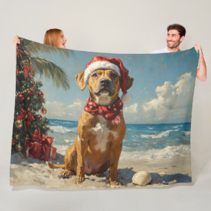 Rhodesian Ridgeback Hund Weihnachten Vintage Stran Fleecedecke