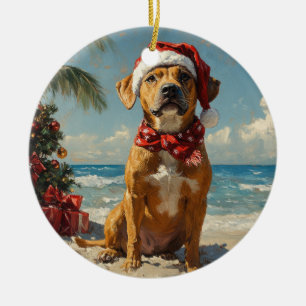 Rhodesian Ridgeback Hund Weihnachten Vintage Stran Keramik Ornament