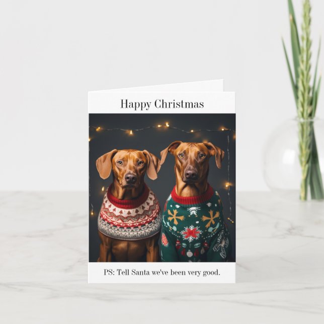 Rhodesian Ridgeback Hunde Glückliche Weihnachtskar Karte (Vorderseite)