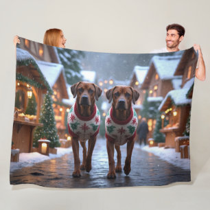 Rhodesian Ridgeback Hunde Weihnachten Schnee Urlau Fleecedecke