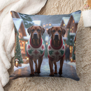 Rhodesian Ridgeback Hunde Weihnachten Schnee Urlau Kissen