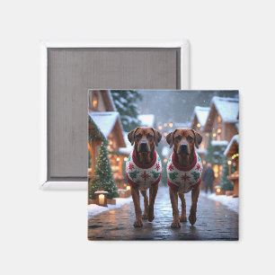 Rhodesian Ridgeback Hunde Weihnachten Schnee Urlau Magnet