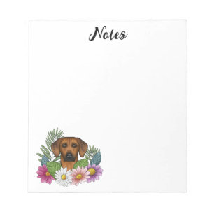 Rhodesian Ridgeback Hundekopf Bunte Wildblumen Notizblock