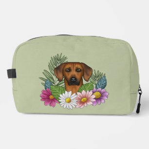 Rhodesian Ridgeback Hundekopf Bunte Wildblumen Waschbeutel
